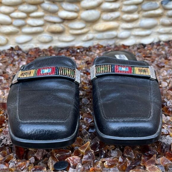 Brighton Lucy Black Lucy Slip On Loafers w/Western Beaded Strap. Size 7N Boho - Picture 6 of 9